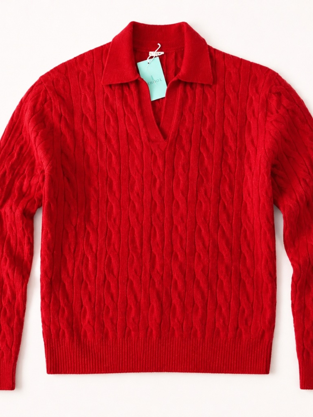 WINOLL Red Cable Knit Collared Sweater Size M NWT